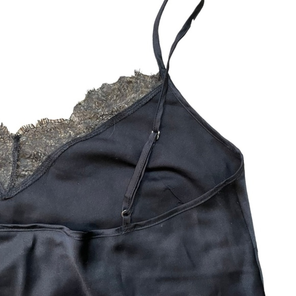 Victoria’s Secret Black Camisole Top Lace Silk Adjustable Straps Size Medium - Picture 5 of 7